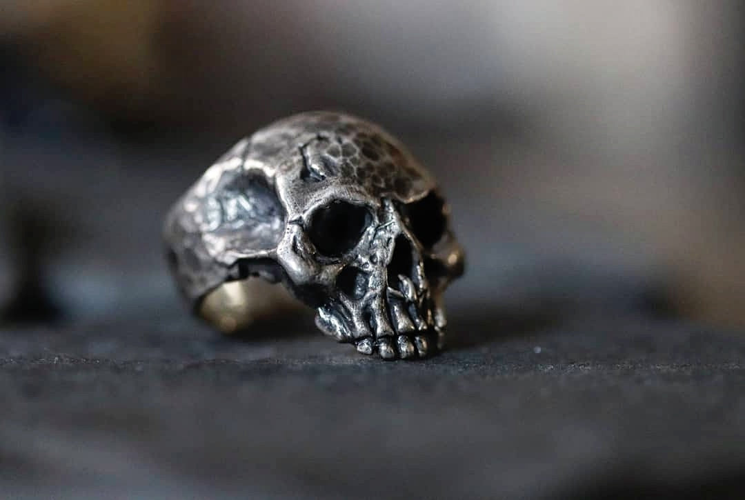 Pomade Slick Back Skull Jawless Ring Handmade Silver Skull -  Norway