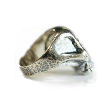 Oxidized and Hammer Textured Sterling Silver Classic Skull Ring