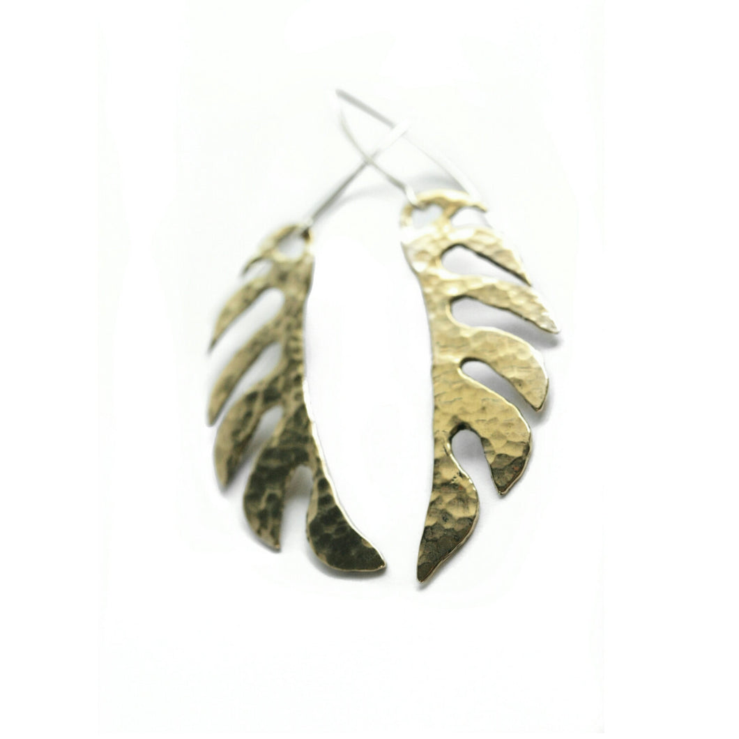 Textured Yellow Brass Goth Earrings