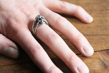Sterling Silver 3-Band Small Skull Ring