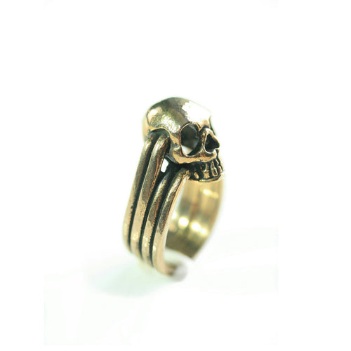 Yellow Brass Mini Skull Ring