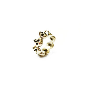 Yellow Brass 8-Skull Band Ring