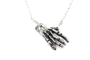 Sterling Silver Skeleton Hand Charm Pendant